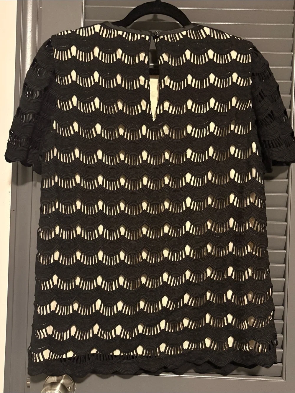 Kate Spade Black Lace Overlay Top with Cream Lining